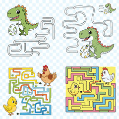 Fototapeta premium Cute Kids Maze Puzzle with Fun Paths