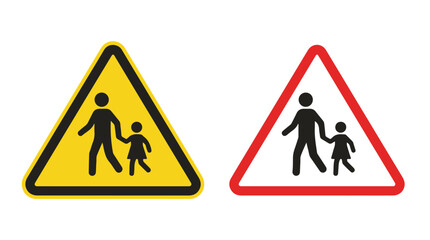 Pedestrian Crossing Signs – Safety and Traffic Symbols Representing Road Awareness, School Zone, and Caution for Creative Design, Public, and Educational Projects © Rasheed