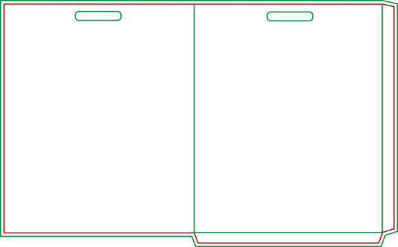 Vector dieline template for custom paper folder packaging with handle cutout