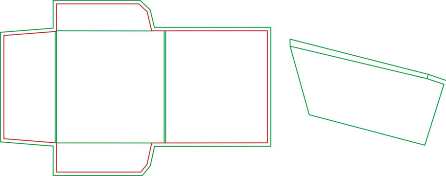 Envelope dieline template with pocket flap vector scheme for packaging design and custom printing