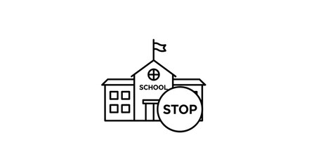 Fototapeta premium Stop Sign Icon Over School Building