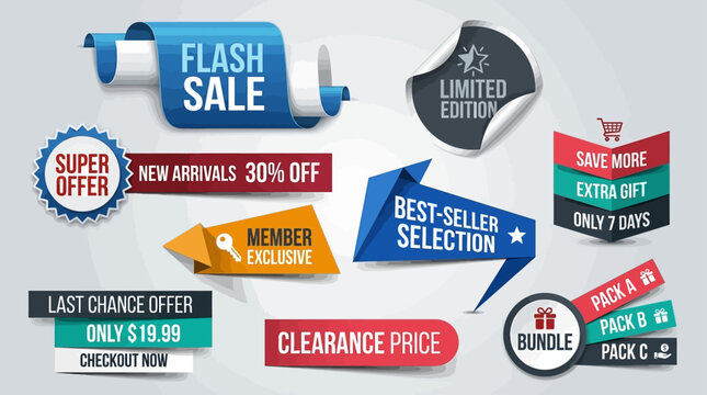 Dynamic Vector Collection of Promotional Sale Labels, Discount Banners, and E-commerce Offer Badges for Modern Marketing Campaigns