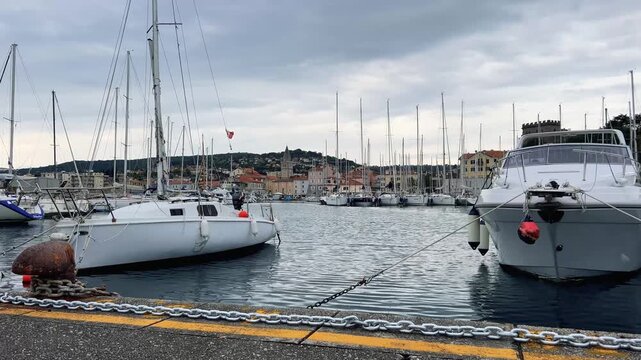 Pier for Yachts and Boats in a Sea Bay. Muggia, Trieste, Italy