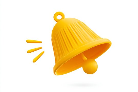 Yellow bell ringing in a bright setting with motion lines showing sound coming from it