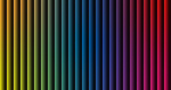 Minimalist digital art featuring seamless vertical rainbow bars with soft shadows and rich color transitions across canvas