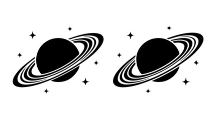 Planet and Ring Icons – Space and Astronomy Symbols Representing Exploration, Discovery, and Celestial Beauty for Creative Design, Science, and Educational Projects © Rasheed