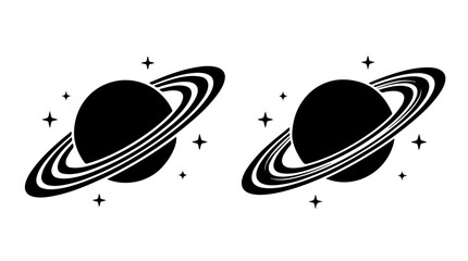 Planet and Ring Icons – Space and Astronomy Symbols Representing Exploration, Discovery, and Celestial Beauty for Creative Design, Science, and Educational Projects © Rasheed