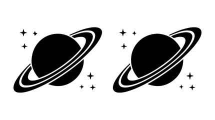 Planet and Ring Icons – Space and Astronomy Symbols Representing Exploration, Discovery, and Celestial Beauty for Creative Design, Science, and Educational Projects © Rasheed