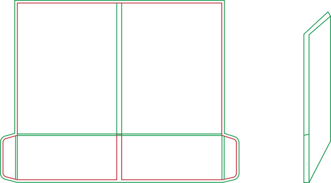 Presentation folder dieline template with pockets and folding guide lines