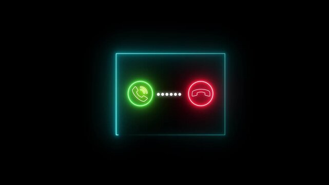 Neon phone call interface: accept or decline animation communication technology incoming call ringing