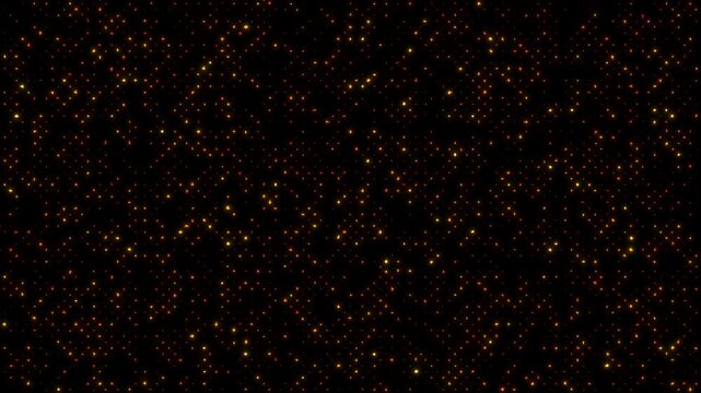 Bright shiny golden LED video wall background with flashing glittering gold disco lights. sparkling shimmer glow particles texture. silver light sparks. 4k video