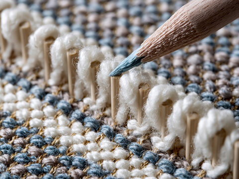 Colorful Textile Fabric Close-Up: The Art of Sewing, Embroidery, and Needlework Design