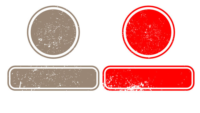 Four distressed grunge circle and rectangle shape badges