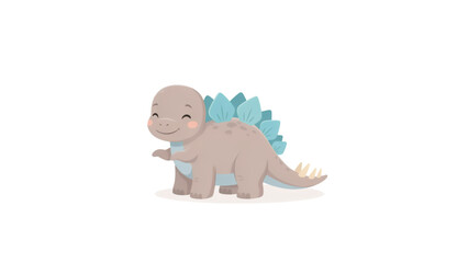 Cute cartoon baby stegosaurus dinosaur walking on flat surface © MSTSHOHAGi