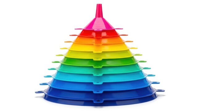 Colorful stacked plastic stacking rings toy pyramid