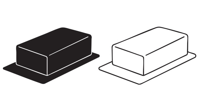 butter stick outline and silhouette icon set for food packag