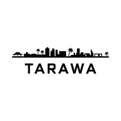 Fototapeta premium Tarawa Skyline Silhouette Against White Background cityscape