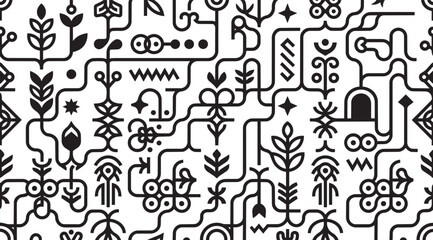 Obraz premium Seamless Black and White Animal Print Pattern with Minimalist Dalmation Spot Motifs
