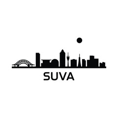Fototapeta premium Suva Skyline Silhouette Against White Background cityscape