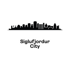 Obraz premium Siglufjordur City Skyline Silhouette On White Background