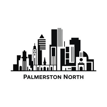 Cityscape Silhouette On White Background Palmerston North New Zealand