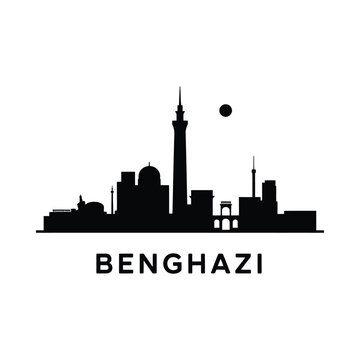 Benghazi skyline silhouette against a white background