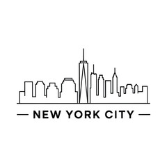 Obraz premium New York City Skyline Silhouette On White Background