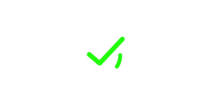 Checkmark Symbol Isolated Animation, Animated of Circle Check Mark Icon, Green check mark appears inside a circle motion graphic on white background, Check mark symbol. with 4k video animation.