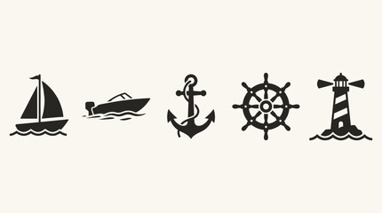 Obraz premium Nautical Marine Maritime Icons Set