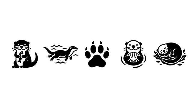 Minimalist Otter Icons Vector Set