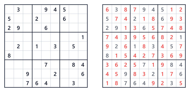 Sudoku puzzle 9x9 expert level for adults printable with answers A4