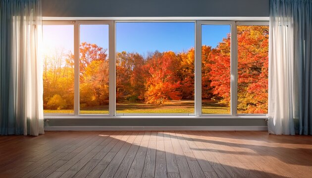 simple room with a window fall zoom background