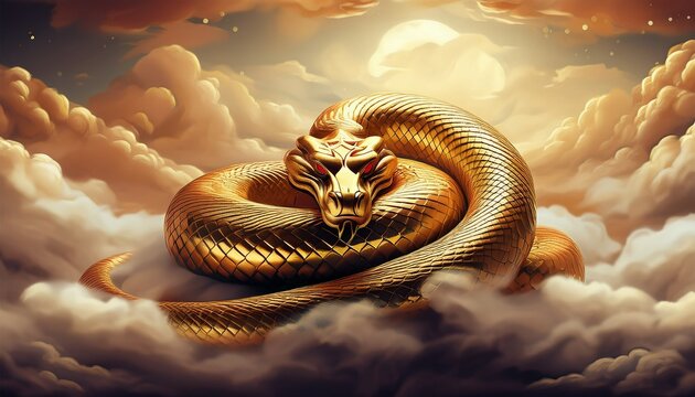 golden snake on the clouds