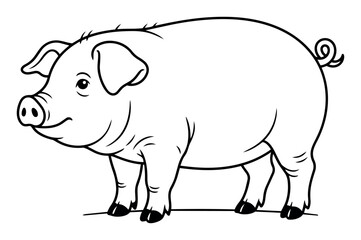 Obraz premium Pig outline standing, ready for coloring. Representing a farm animal, livestock, and concepts of agriculture and rural life