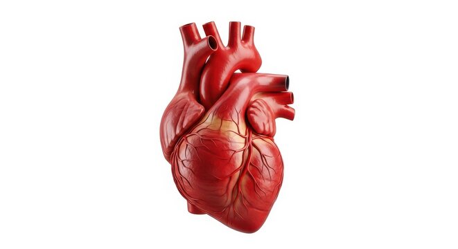 Human heart model isolated on white background