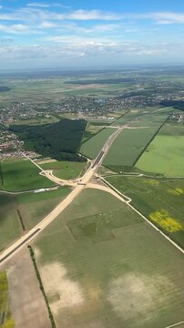 Aerial View of A0 Bucharest Ring Motorway Autostrada Centura Bucuresti under construction in Romania