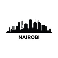 Obraz premium Nairobi Skyline Silhouette On White Background cityscape