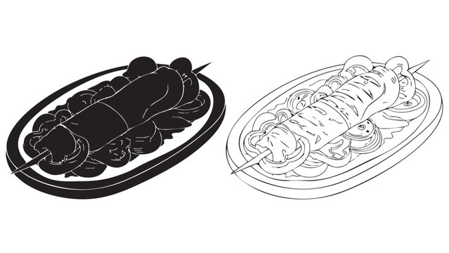 torpedo silhouettes with line art nautical vector icons