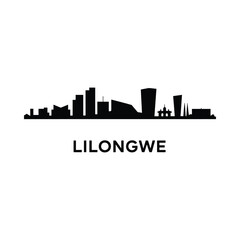 Obraz premium Lilongwe Skyline Silhouette Against White Background cityscape