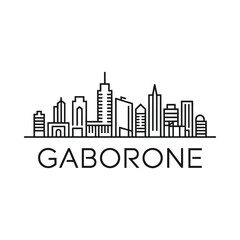 Obraz premium Gaborone Skyline Silhouette Linear Vector Illustration On White Background