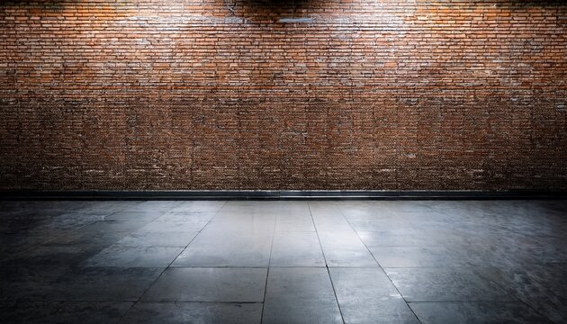 industrial brick wall with polished concrete floor in an empty room