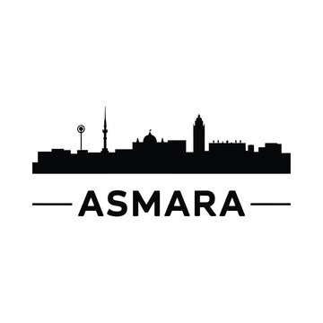 Asmara City Silhouette With Text Black On White Background