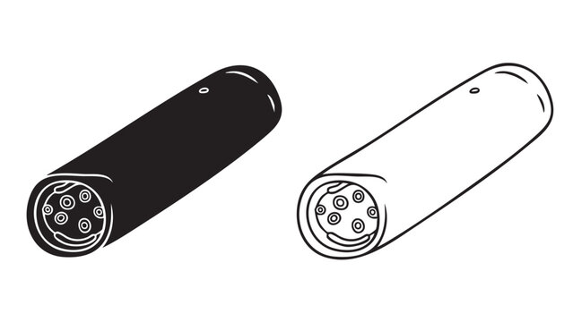 cable with connectors in line art illustration