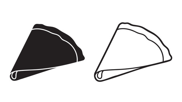 crepe silhouette and outline icon set for food menus