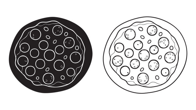 dough pizza slice icon with bubbly cheese circles outline