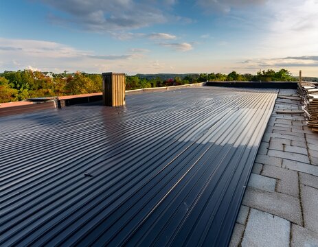 epdm roofing material laid out on a roof epdm ethylene propylene diene terpolymer modern roofing construction