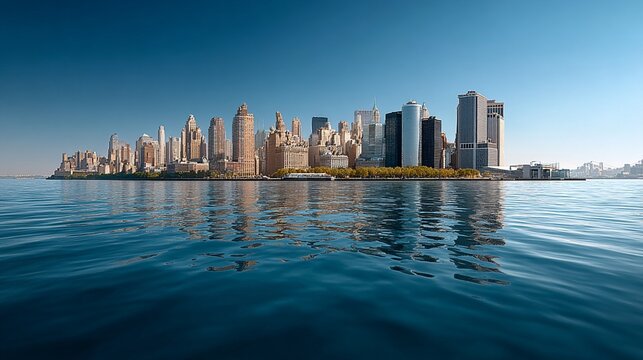 Panoramic View of Lower Manhattan from Ellis Island