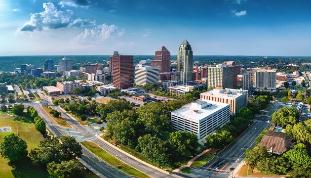 greenville sc aerial drone view downtown skyline parks green spaces