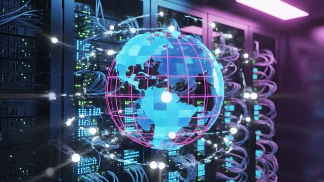 Global Data Network Connecting the World with Servers and Information Technology in a Modern Data Center