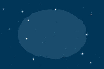Dark blue planet silhouette with scattered stars celestial background © Sanjoy